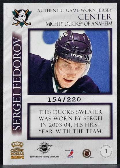 2003-04 Pacific Crown Royale Memorabilia Sergei Fedorov 154/220 Jersey 3001