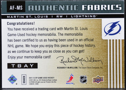 2011-12 SP Game Used Authentic Fabrics St. Louis Lightning Jersey 0864