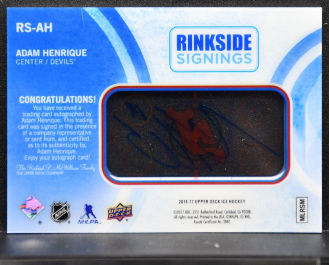 2016-17 Upper Deck ICE Rinkside Signings Adam Henrique RS-AH Devils Auto 3773
