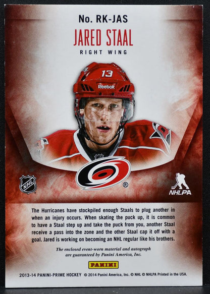 2013-14 Panini Prime Time Rookies JerseysAuto Staal Auto 09/25 Jersey 2084