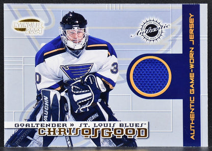 2003-04 Pacific Invincible Jerseys Chris Osgood 26 Blues 0702/1000 Jersey 3216