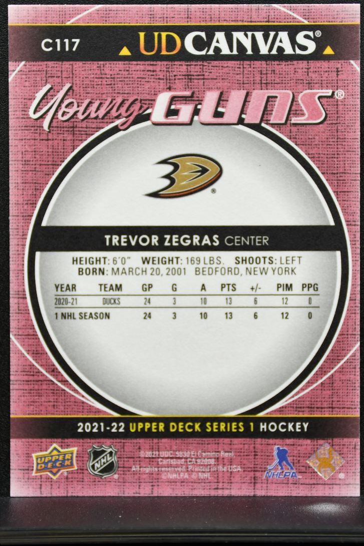2021-22 UD Series 1 Young Guns UD Canvas Trevor Zegras C117 Ducks RC 0304