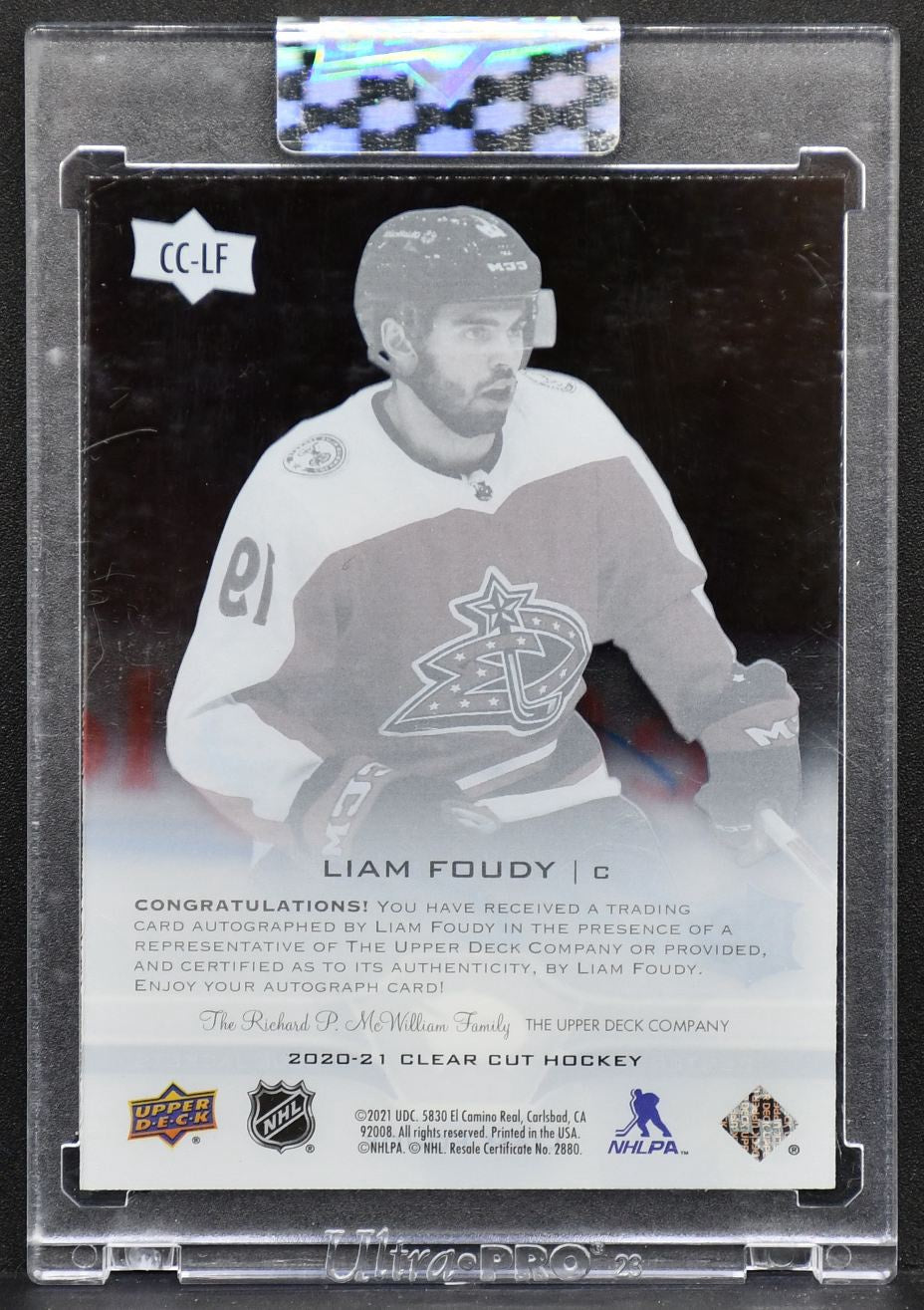 2020-21 UD Clear Cut Rookie Base Auto Liam Foudy CC-LF RC Auto