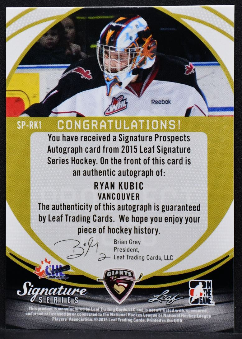 2015-16 Leaf Signature Series Prospect Auto Ryan Kubic SP-RK1 Auto
