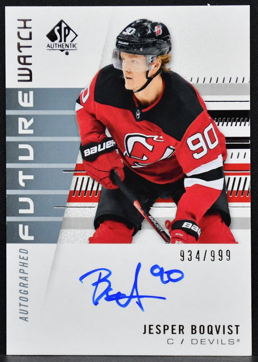 2019-20 SP Authentic Autographed Future Watch Jesper Boqvist 190  RC Auto /999