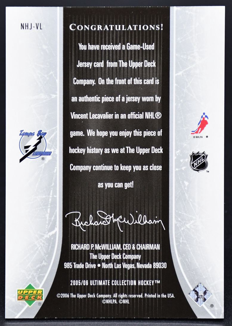 2005-06 UD Ultimate Collection National Heroes Jerseys Lecavalier NHJ-VL 064/225