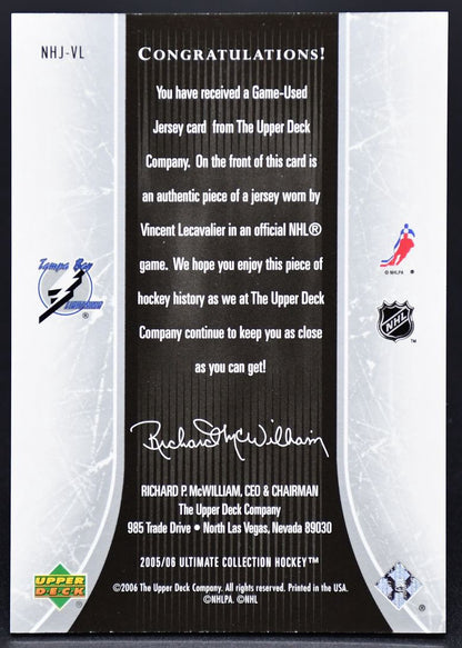 2005-06 UD Ultimate Collection National Heroes Jerseys Lecavalier NHJ-VL 064/225