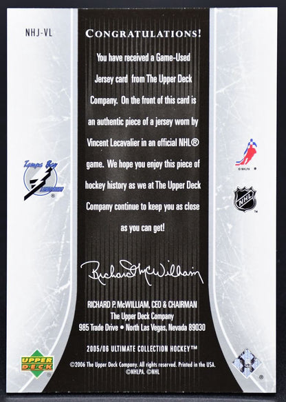 2005-06 UD Ultimate Collection National Heroes Jerseys Lecavalier NHJ-VL 064/225