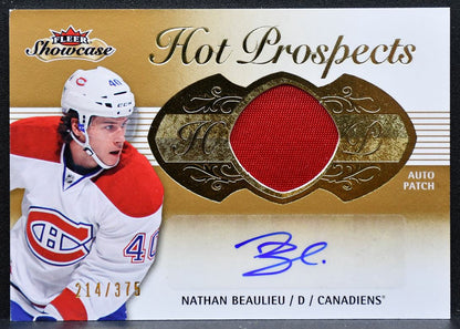 2013-14 Fleer Hot Prospects Auto Patch Beaulieu RC Auto 214/375 Patch 2107