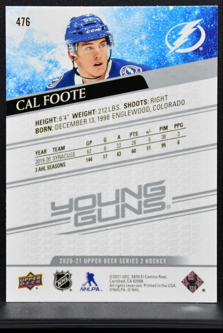 2020-21 Upper Deck Series 2 Young Guns Cal Foote 476 Tampa Bay Lightning RC 8846