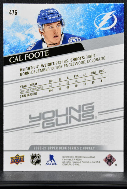2020-21 Upper Deck Series 2 Young Guns Cal Foote 476 Tampa Bay Lightning RC 8846