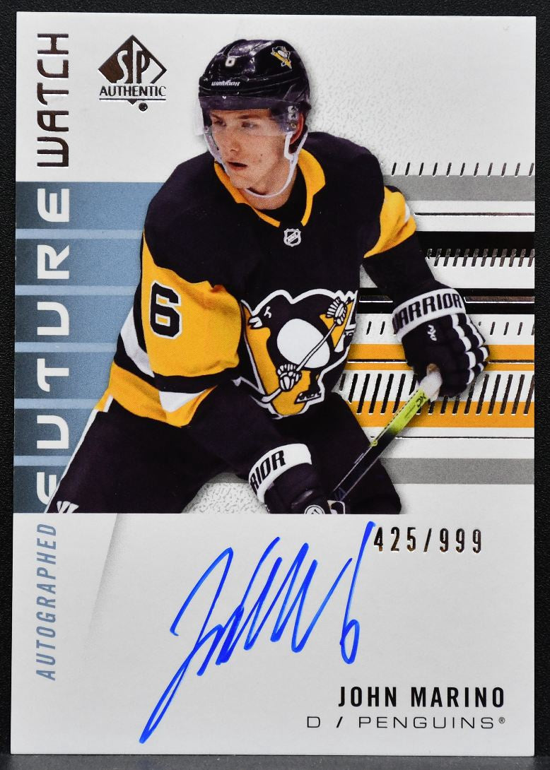 2019-20 SP Authentic Future Watch Auto John Marino Penguins RC Auto 425/999 1698