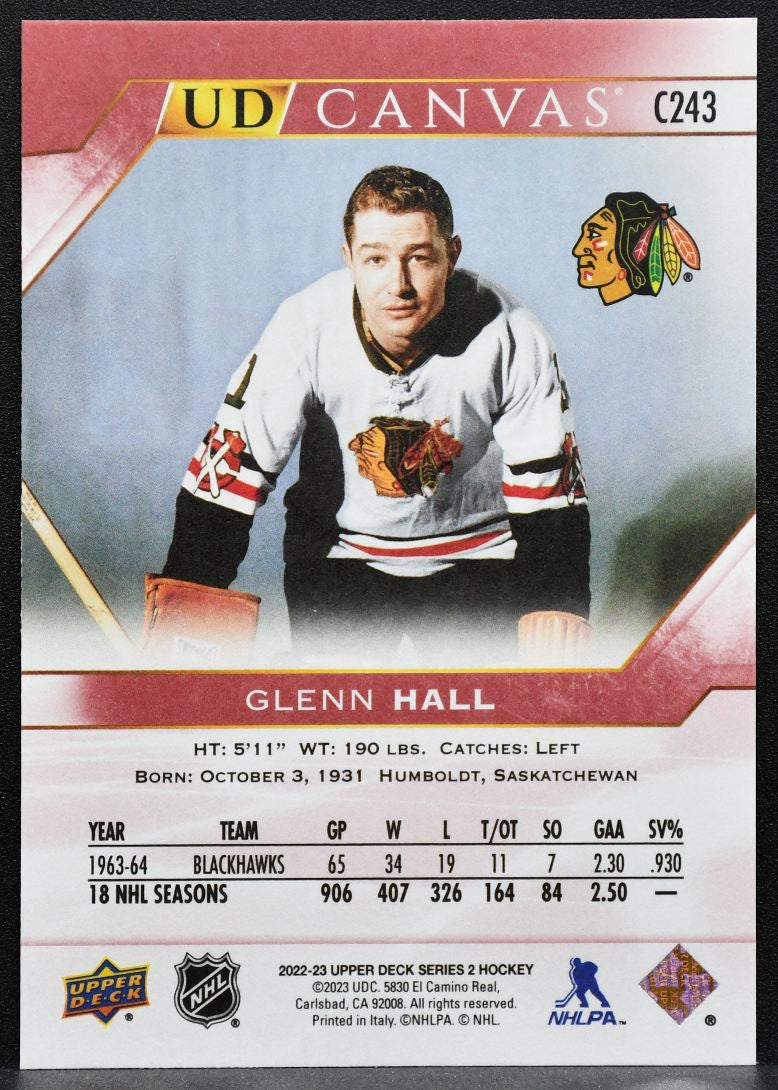 2022-23 Upper Deck Series 2 UD Canvas Glenn Hall C243 Chicago Blackhawks 7900