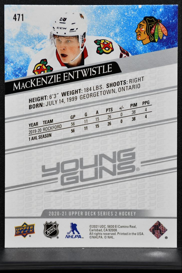 2020-21 Upper Deck Series 2 Young Guns MacKenzie Entwistle Blackhawks RC 4359