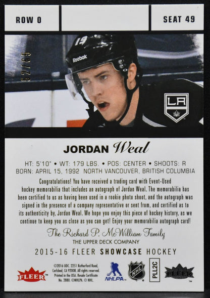 2015-16 Fleer Showcase Rookies Auto Patch Jordan Weal 49  RC Auto Patch