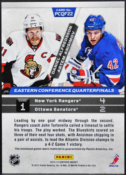 2012-13 Panini Certified Path to the Cup Anisimov/Alfredsson /250 Jersey 1052