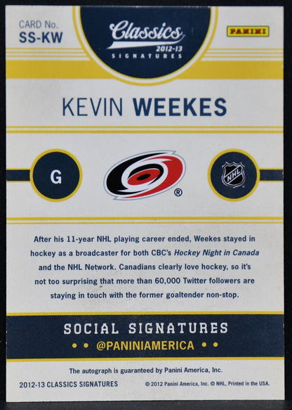 2012-13 Panini Classics Signatures Social Kevin Weekes SS-KW Auto 4655