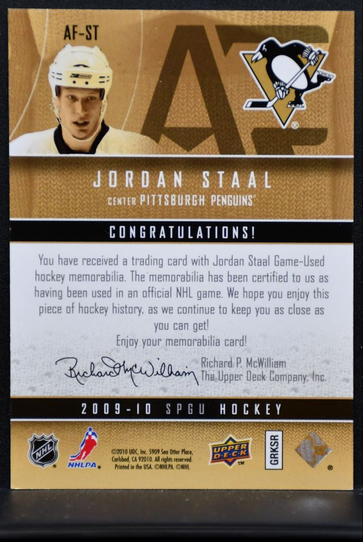 2009-10 SP Game Used Authentic Fabrics Jordan Staal Penguins 076/100 Jersey 7337