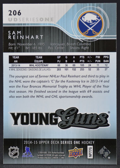 2014-15 UD Series 1 Young Guns Sam Reinhart 206 RC