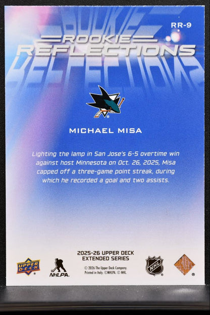 2025-26 UD Extended Series Rookie Reflections Michael Misa RR-9 Sharks RC 1921