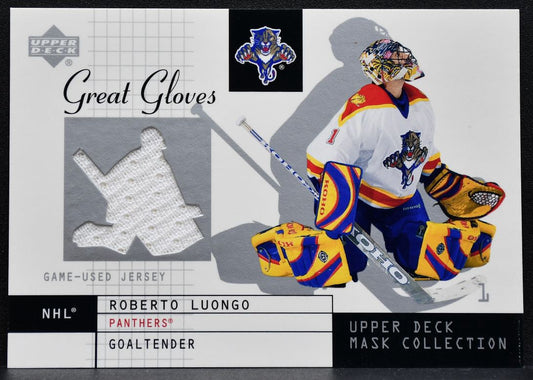 2002-03 UD Mask Collection Great Gloves Roberto Luongo Panthers Jersey 5104