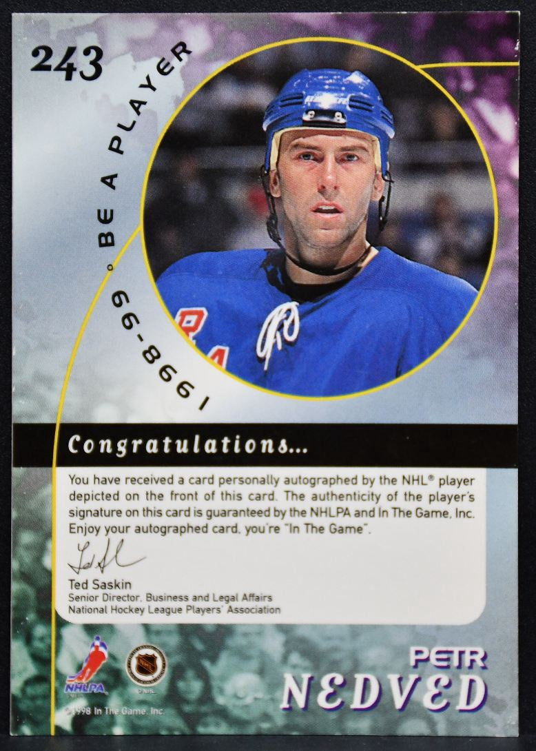 1998-99 Be a Player Autographs Gold Petr Nedved 243 New York Rangers Auto 7631