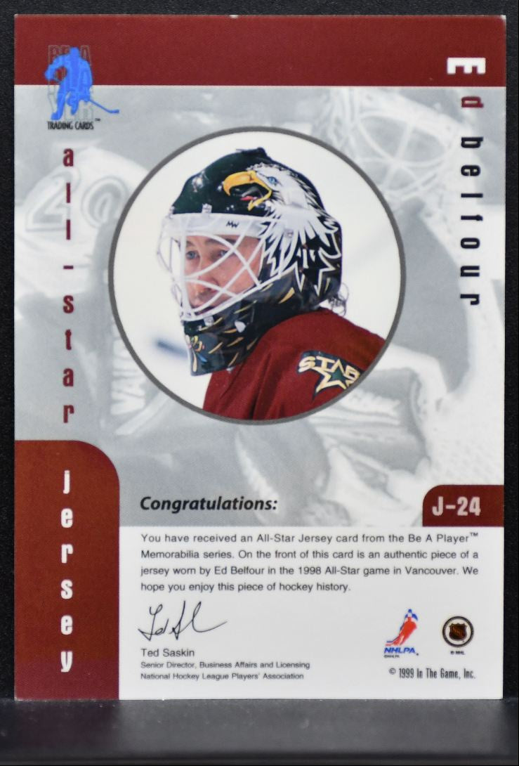 1999-100 Be a Player All-Stars Jerseys Ed Belfour J-24 Dallas Stars Jersey 1960
