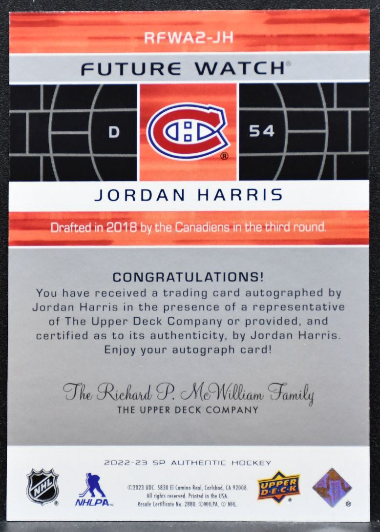 2022-23 SP Authentic 2002-03 Retro Future Watch Auto Harris RC Auto 361/399 6686