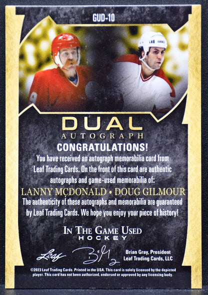 2023-24 Leaf In The Game Used Dual Autograph McDonald Gilmour GUD-10 /8 Jersey