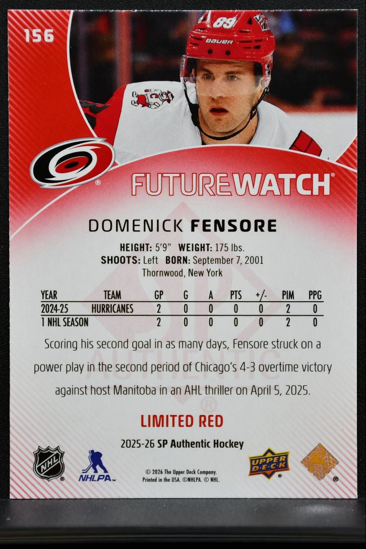 2025-26 SP Authentic Future Watch Limited Red Domenick Fensore RC 3475