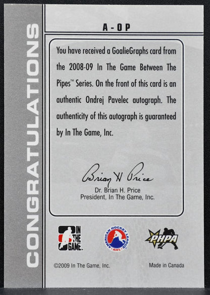 2009-10 In The Game Between The Pipes GoalieGraphs Ondrej Pavelec A-OP Auto 8603
