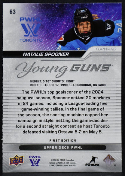 2024-25 Upper Deck PWHL Young Guns Natalie Spooner 63 Toronto RC 5692