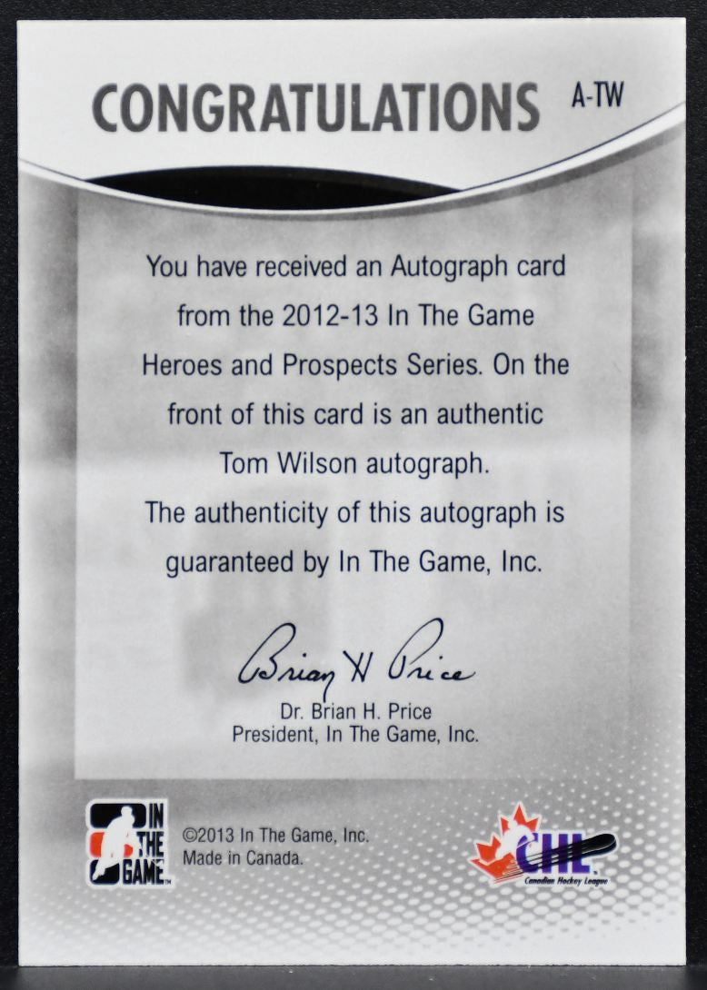 2013-14 In The Game Heroes and Prospects Autographs Wilson Auto 7195