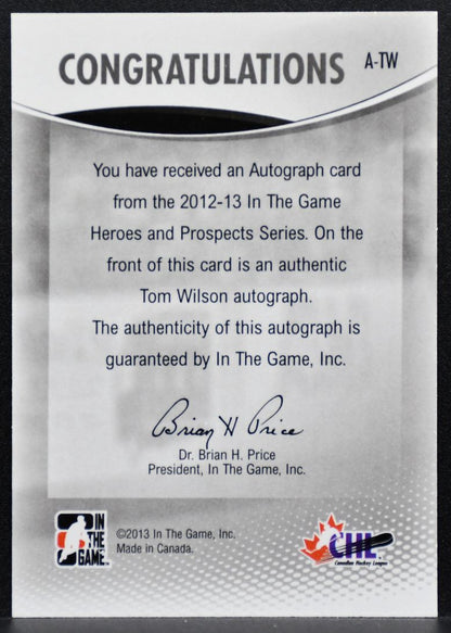 2013-14 In The Game Heroes and Prospects Autographs Wilson Auto 7195