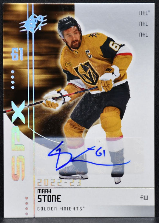 2022-23 SPx 2002-03 Retro Lunar Waves Auto Mark Stone R-28 Vegas Auto