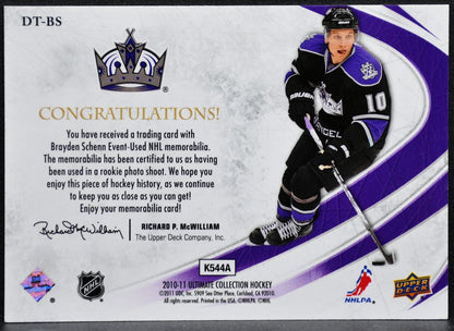 2010-11 UD Ultimate Collection Debut Threads Schenn RC 169/200 Jersey 8243