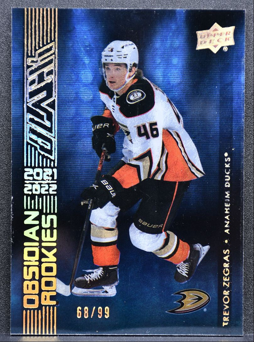 2021-22 UD Black Obsidian Rookies Trevor Zegras OR-1 Anaheim Ducks RC 68/99 4342