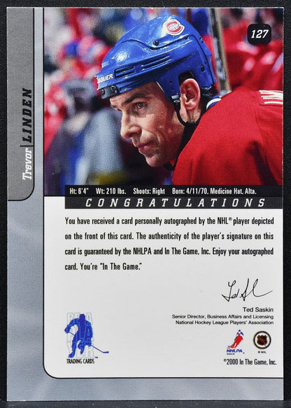 2000-01 Be a Player Signature Series Vault Autographs Linden 127 Auto 2743