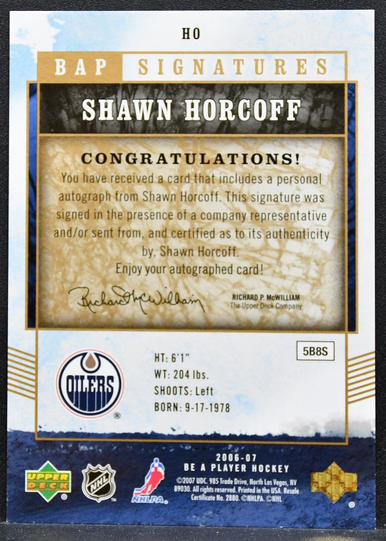 2006-07 Upper Deck Be A Player Signatures Shawn Horcoff HO Oilers Auto 0024