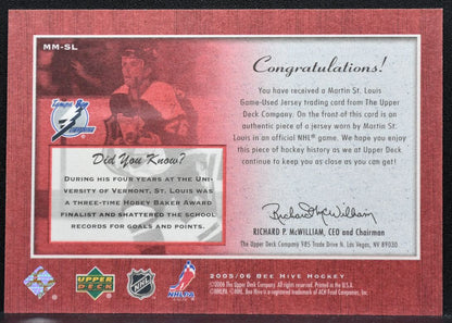 2005-06 UD Beehive Matted Materials Martin St. Louis MM-SL Lightning Jersey 0240