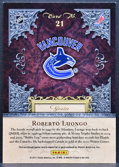 2011-12 Panini Crown Royale Lords of the NHL Roberto Luongo Canucks Jersey 4527