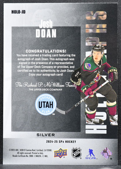 2024-25 SPx Holographs Josh Doan HOLO-JD Arizona Coyotes Auto 7184