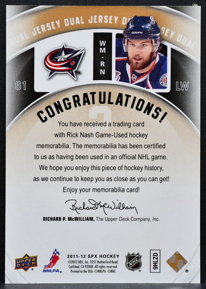 2011-12 SPx Winning Materials Rick Nash WM-RN New York Rangers Jersey 2301