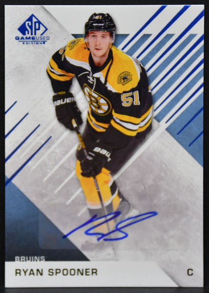 2016-17 SP Game Used Base Blue Autographs Ryan Spooner 32 Bruins Auto 0560