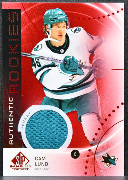 2025-26 SP Game Used Authentic Rookies Red Jersey Cam Lund Sharks RC Jersey 6333
