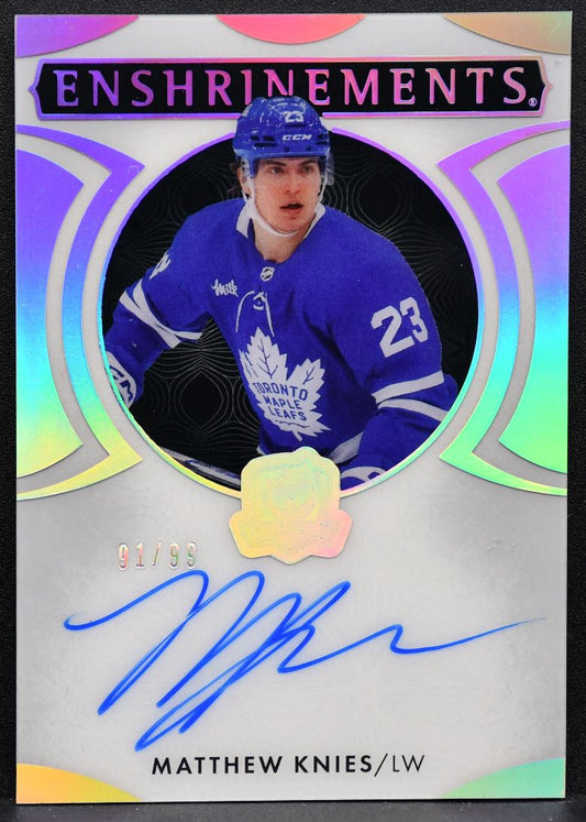 2023-24 UD The Cup Enshrinements Auto Matthew Knies Maple Leafs Auto 91/99 7276