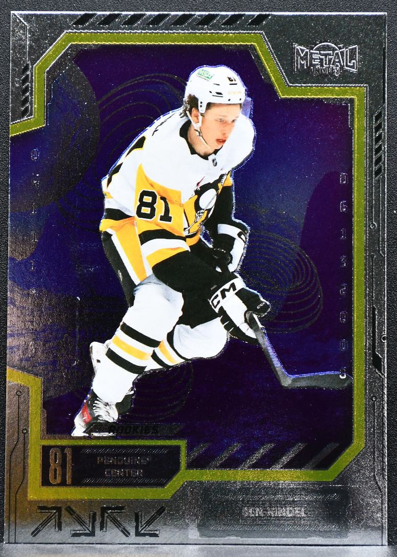 2025-26 SkyBox Metal Universe Rookie Ben Kindel 104 Pittsburgh Penguins RC 6514