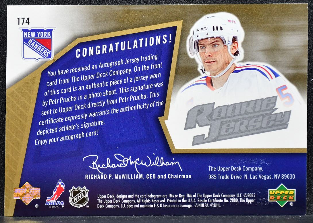 2005-06 SPx Rookie Jersey Auto Petr Prucha Rangers RC Auto 1454/1499 Jersey 0569