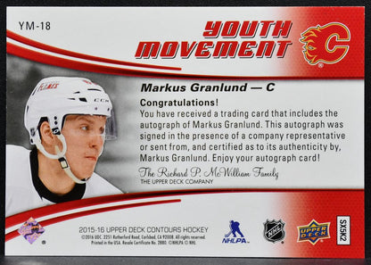2015-16 UD Contours Youth Movement Autographs Markus Granlund Flames Auto 7351