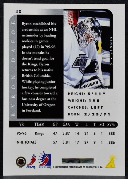 1996-97 Pinnacle Be a Player Autographs Byron Dafoe 30 Auto 5034